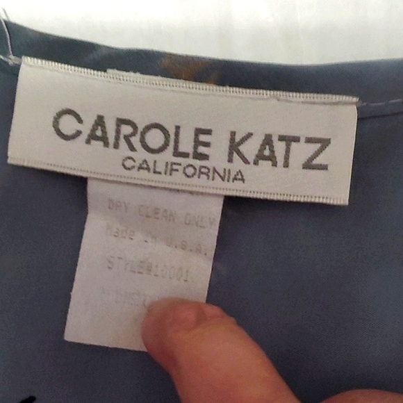 Carole Katz 90s Retro Charcoal Floral Sleeveless Shift Mini Dress - Picture 6 of 7